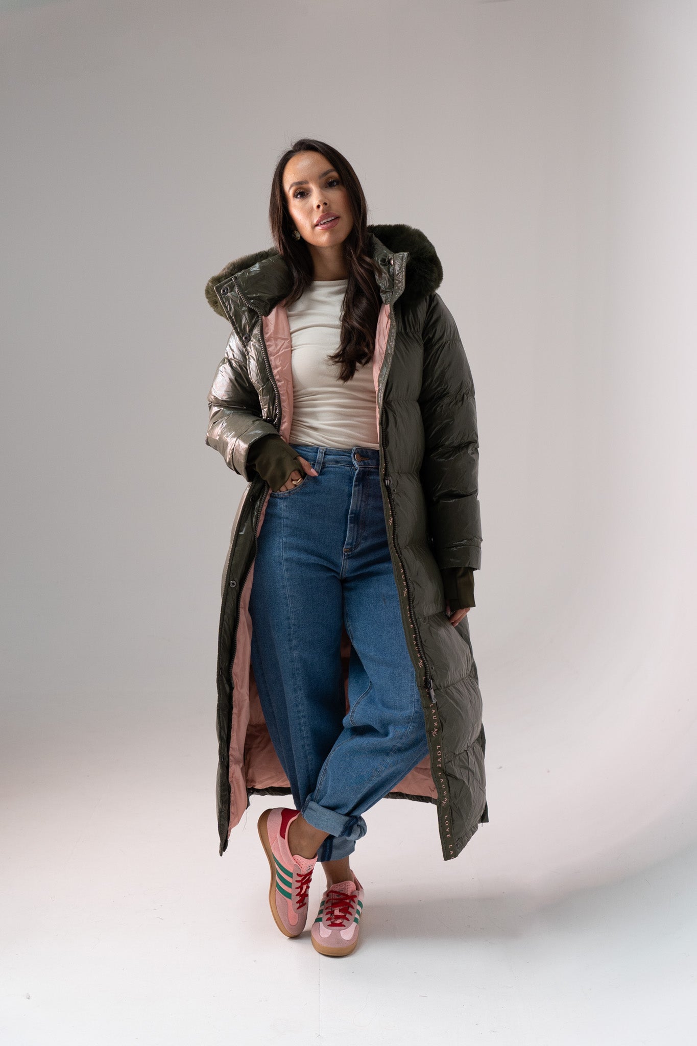 Love Laura Puffa Coat In Khaki