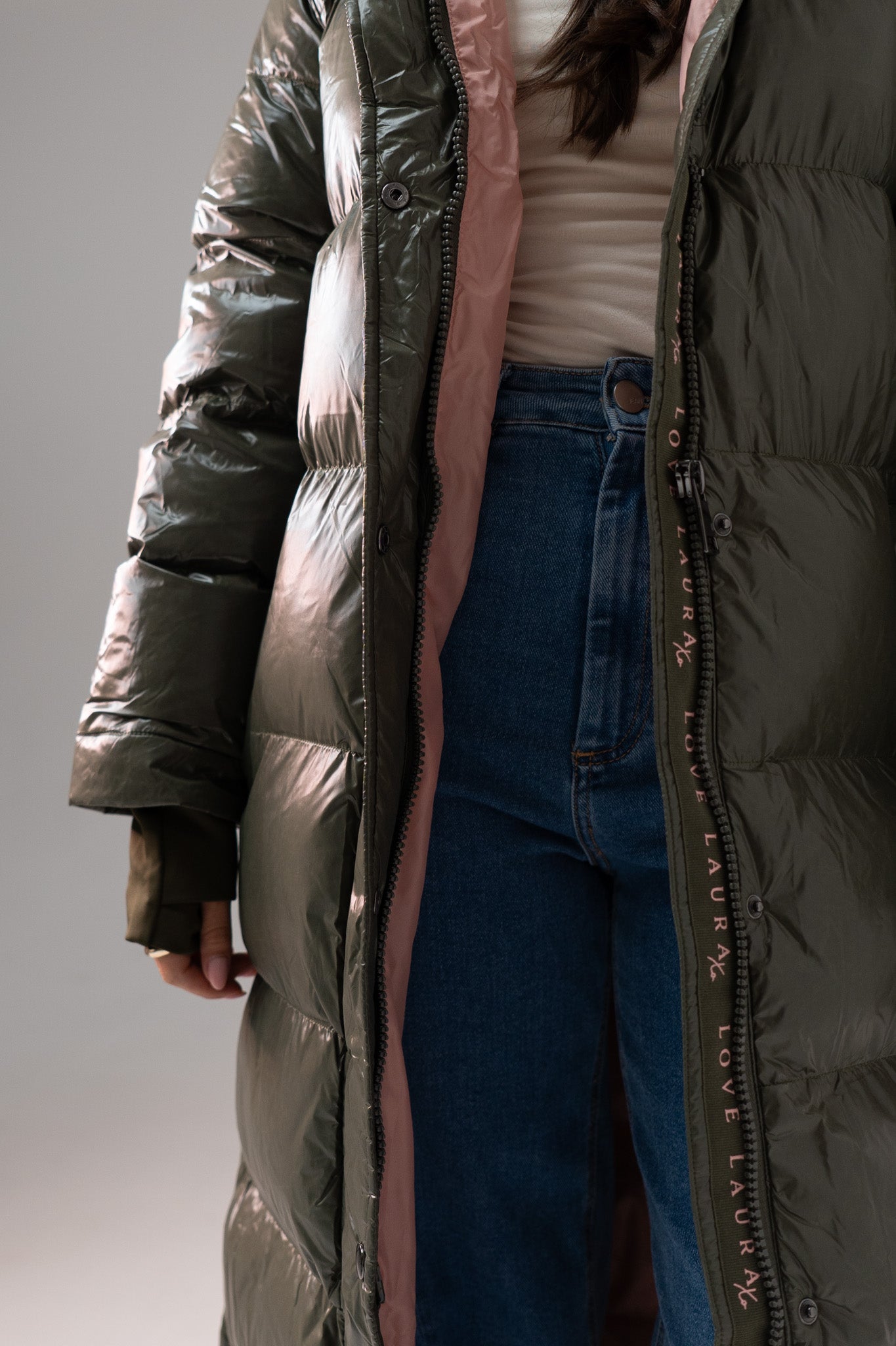 Love Laura Puffa Coat In Khaki