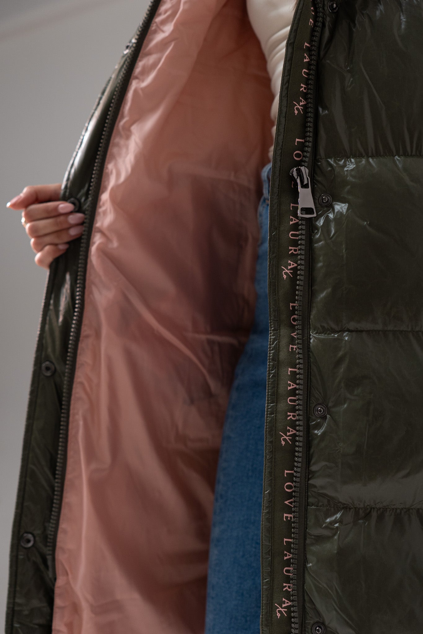 Love Laura Puffa Coat In Khaki