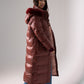 Love Laura Puffa Coat In Burgundy Rose