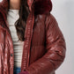 Love Laura Puffa Coat In Burgundy Rose