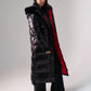 Love Laura Red Lined Puffa Coat In Black