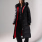 Love Laura Red Lined Puffa Coat In Black