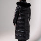 Love Laura Red Lined Puffa Coat In Black