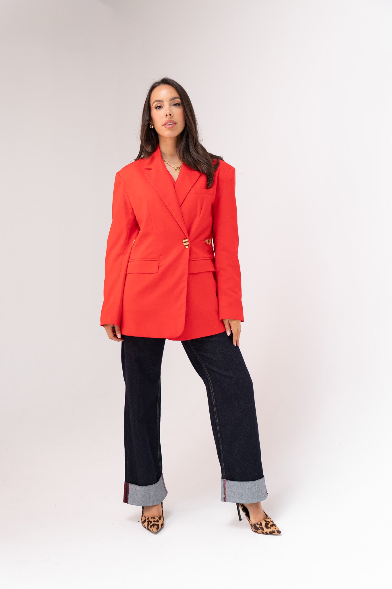 Love Laura Linen Blazer In Red
