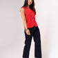 Love Laura Red Trim Turn Up Jeans In Dark Wash