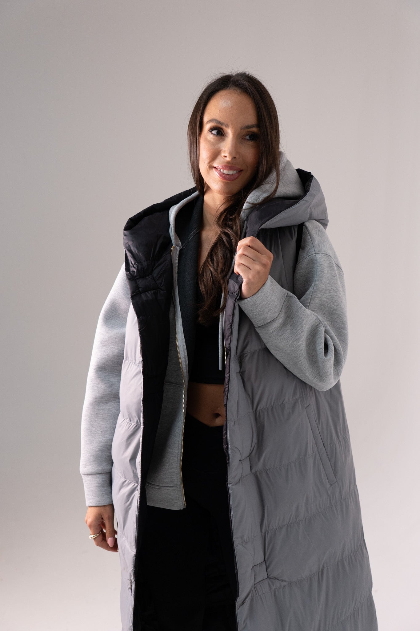 Love Laura Reversible Gilet In Black & Grey