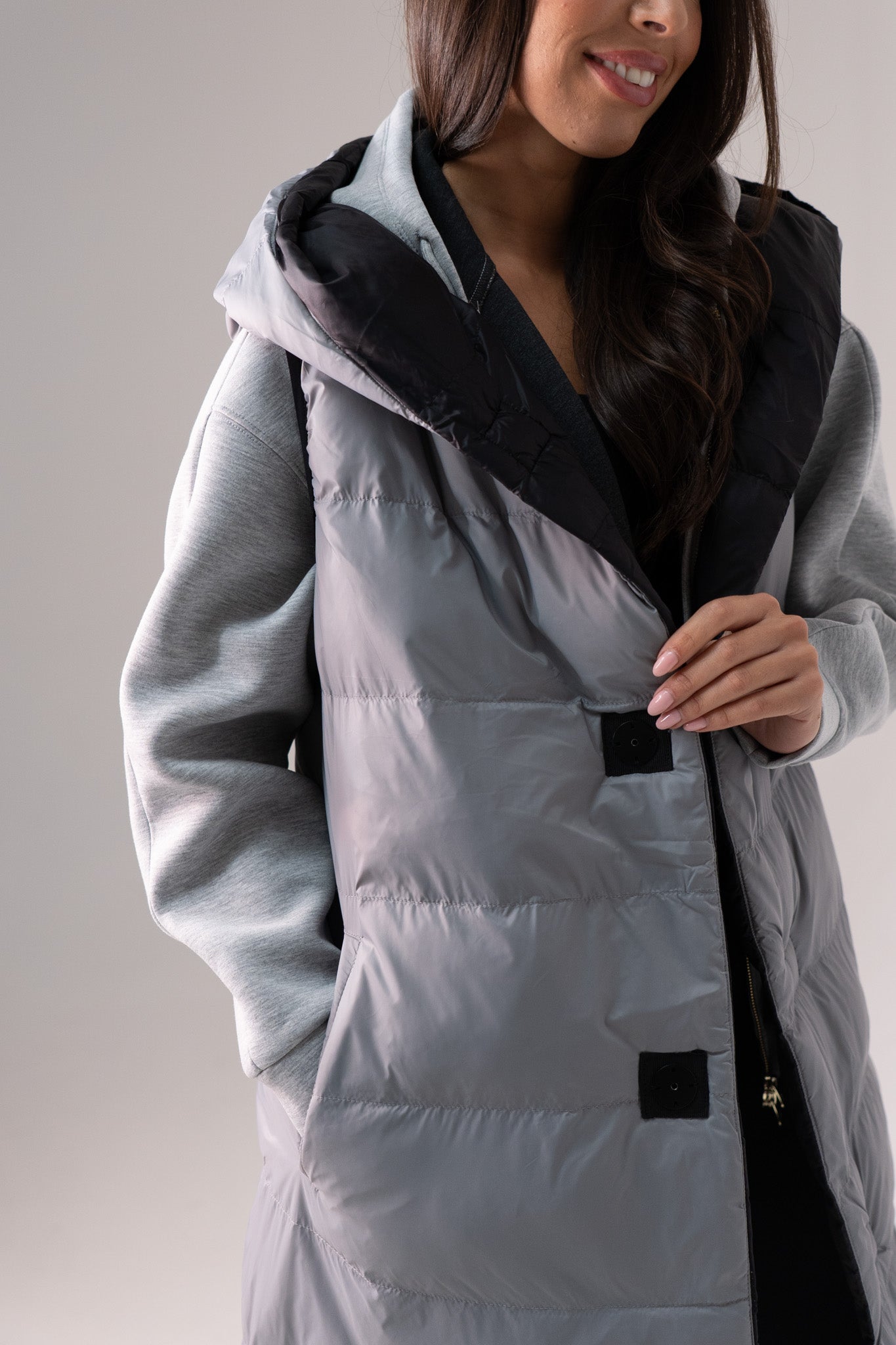 Love Laura Reversible Gilet In Black & Grey