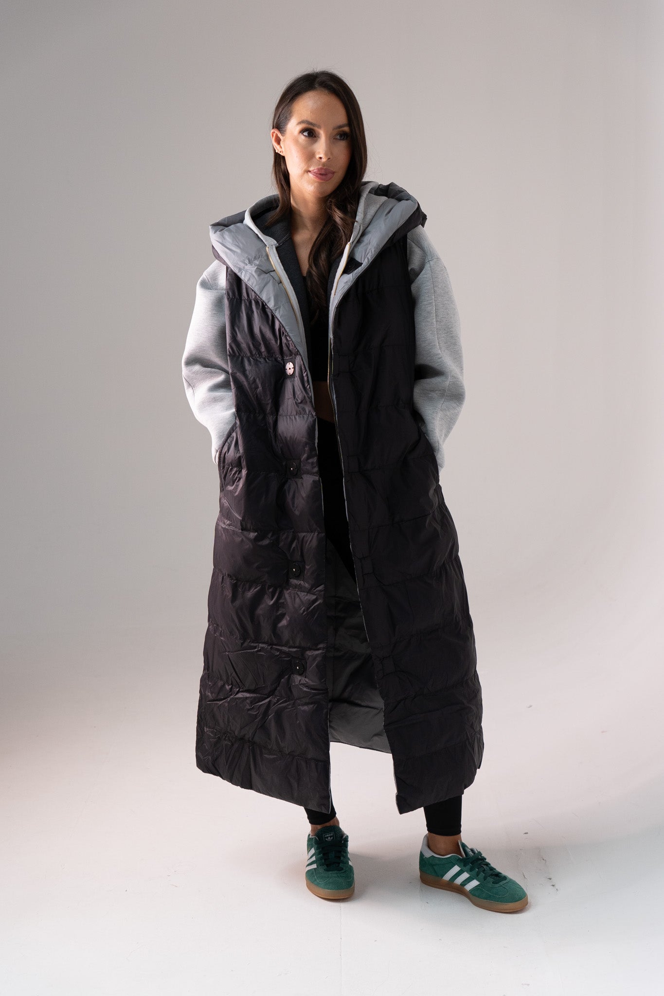 Love Laura Reversible Gilet In Black & Grey