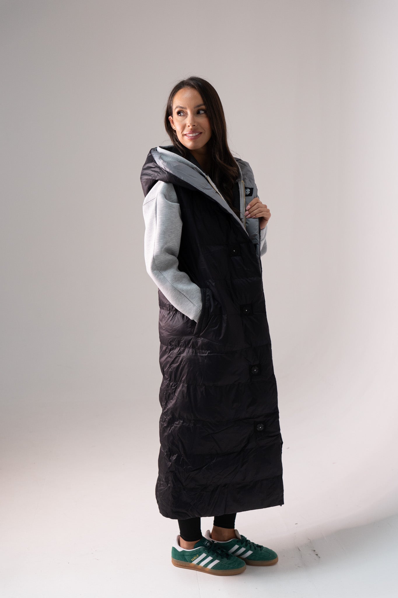 Love Laura Reversible Gilet In Black & Grey