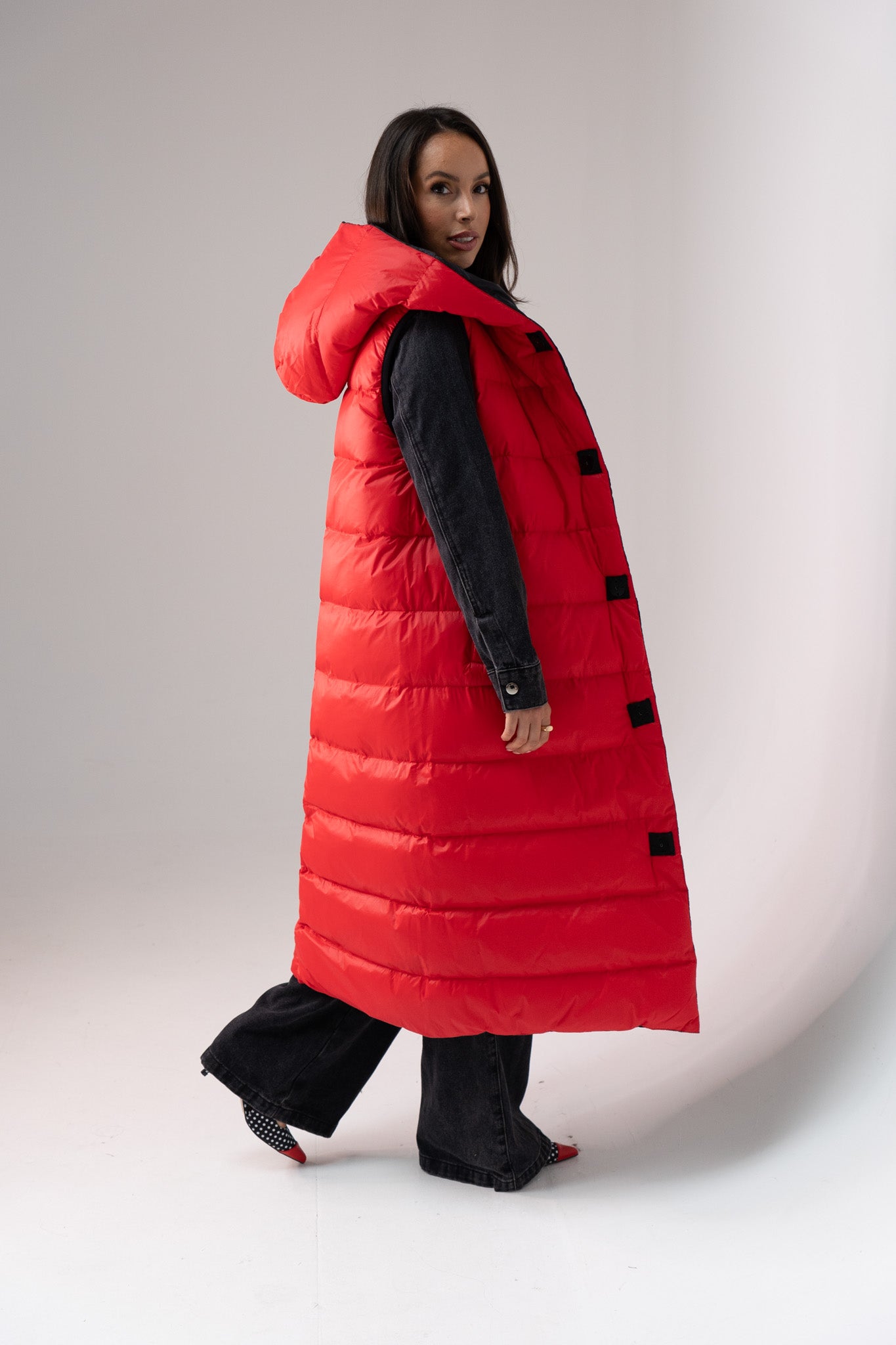 Love Laura Reversible Gilet In Black & Red