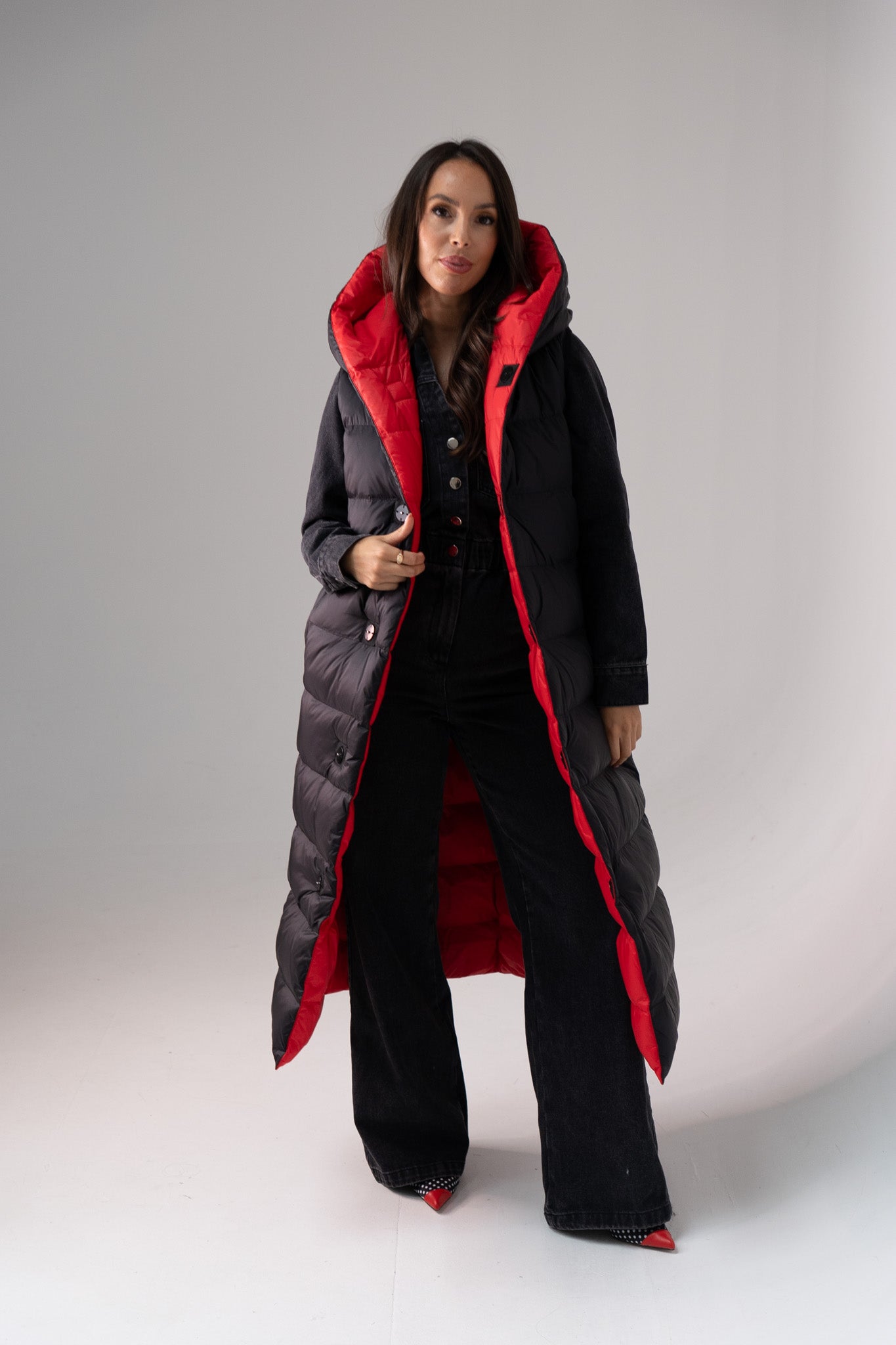 Love Laura Reversible Gilet In Black & Red