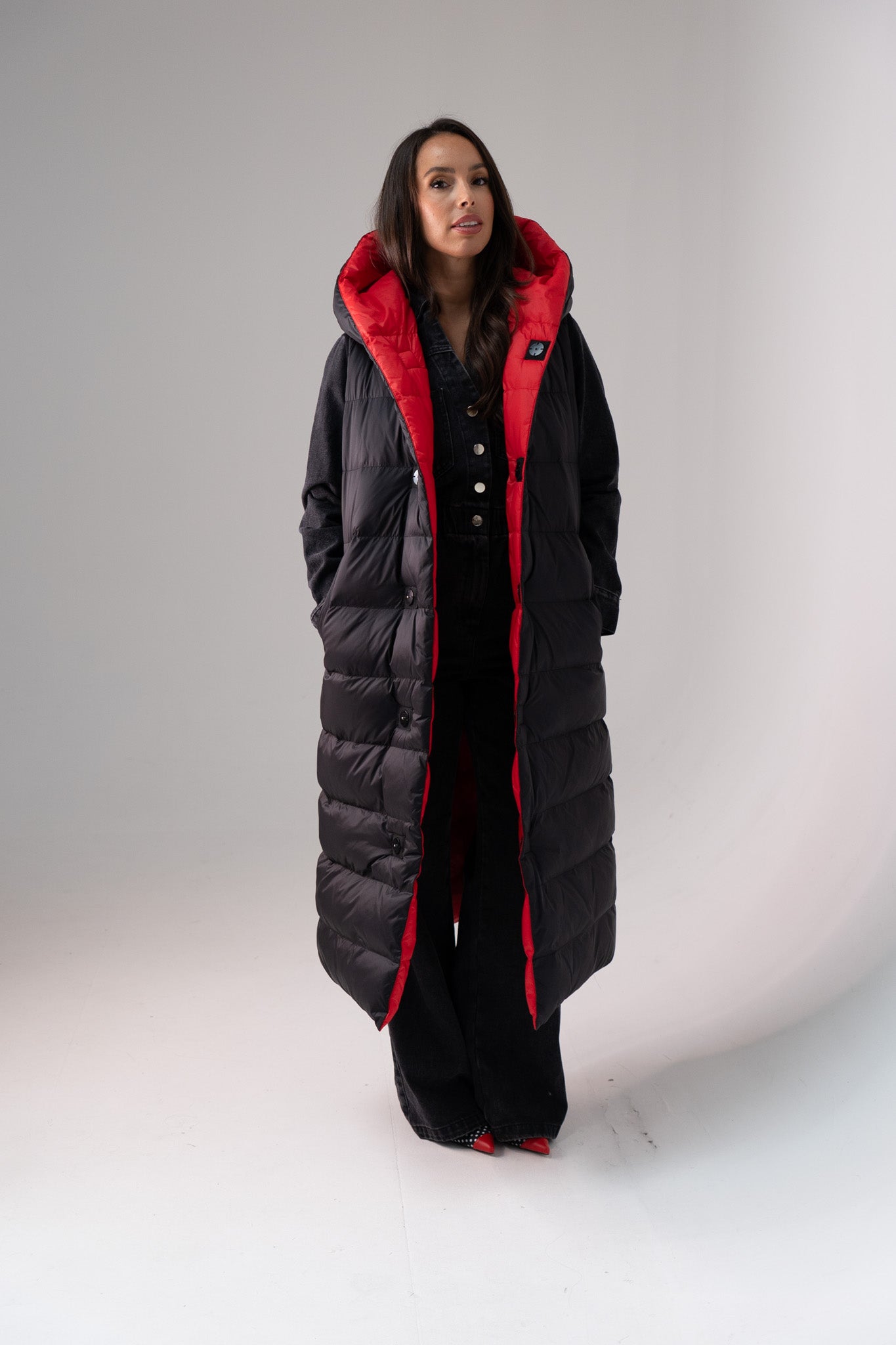 Love Laura Reversible Gilet In Black & Red