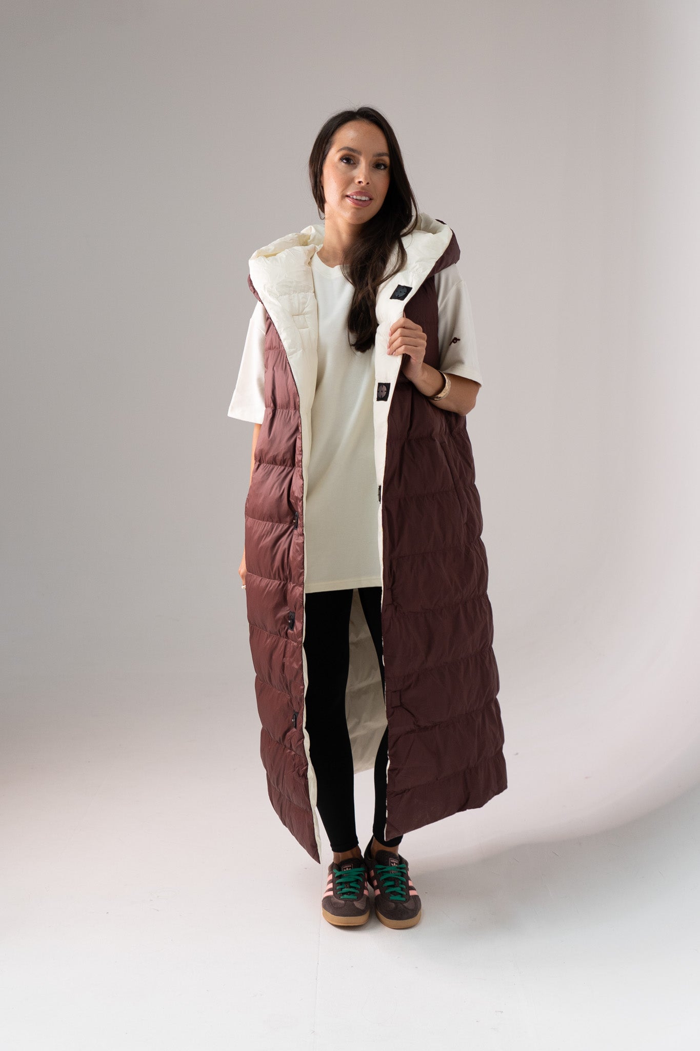 Love Laura Reversible Gilet In Burgundy & Cream