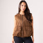 Love Laura Sleeveless Bomber Jacket In Tan