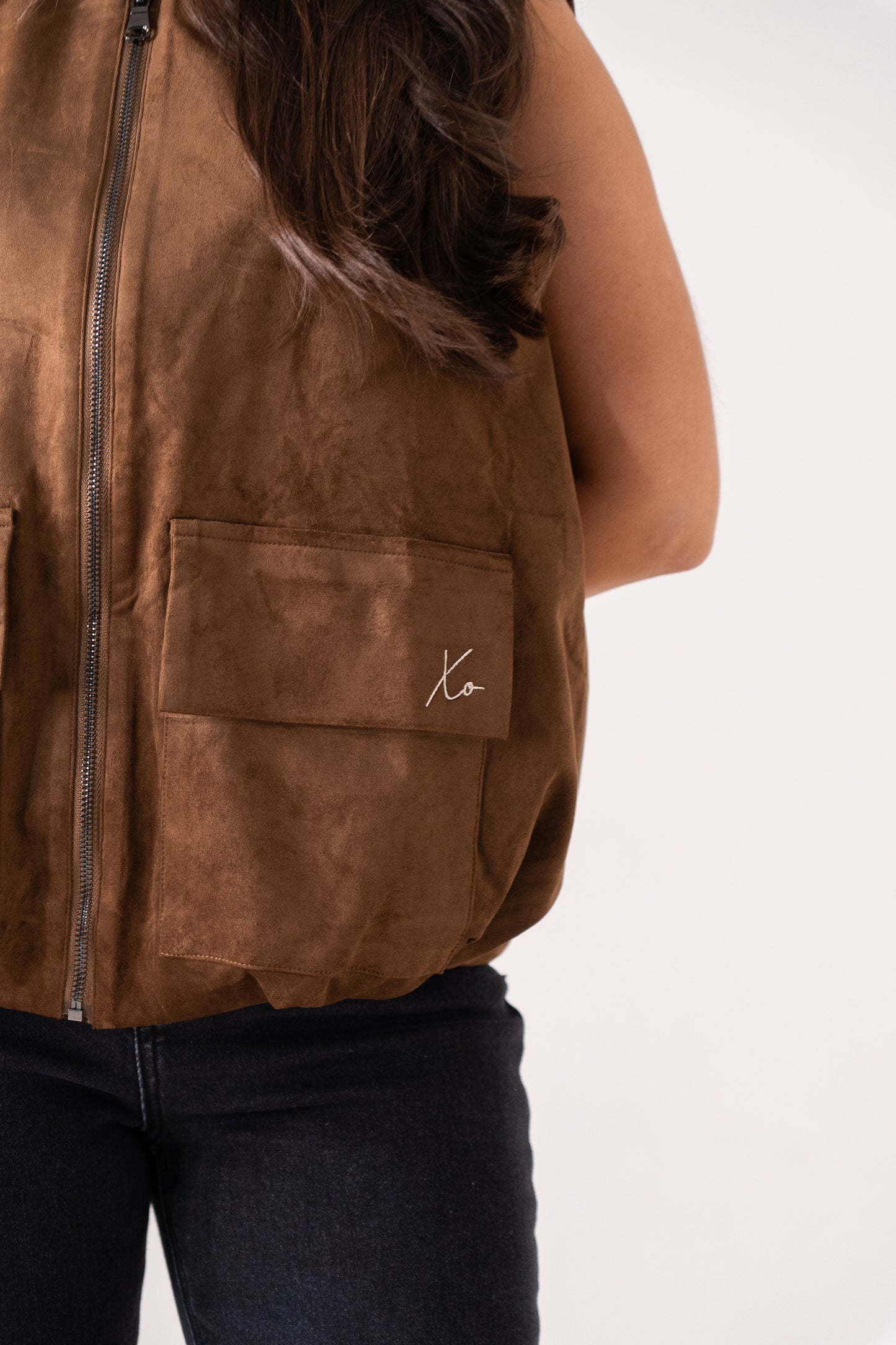 Love Laura Sleeveless Bomber Jacket In Tan