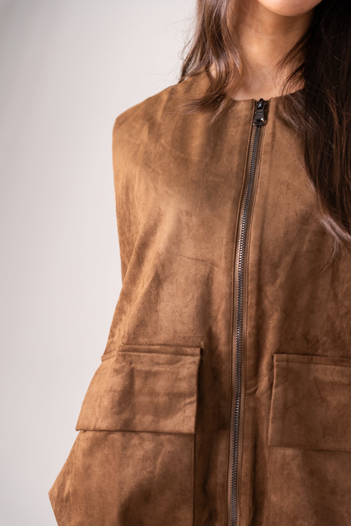 Love Laura Sleeveless Bomber Jacket In Tan