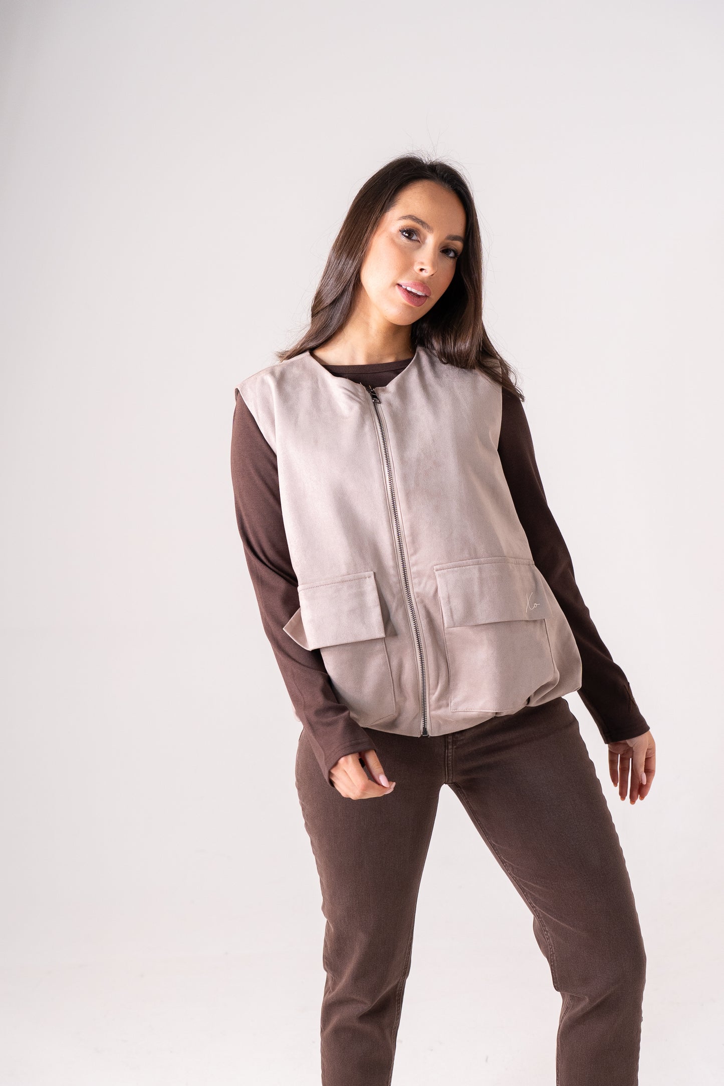 Love Laura Sleeveless Bomber Jacket In Soft Heather