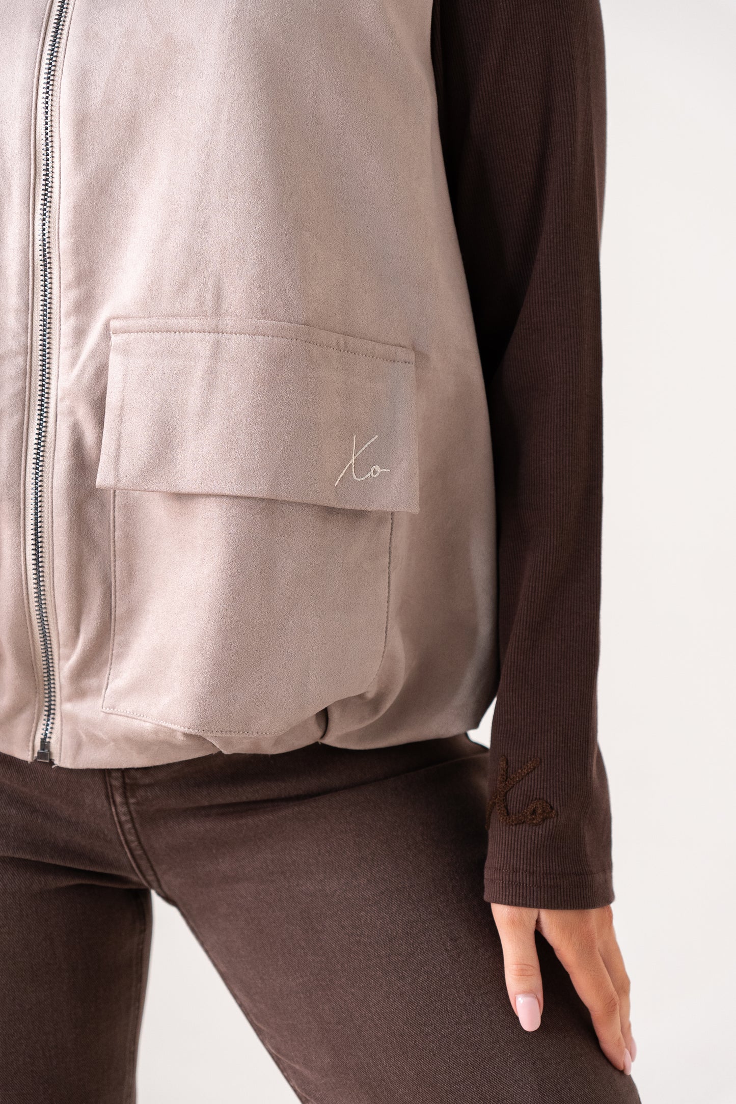 Love Laura Sleeveless Bomber Jacket In Soft Heather