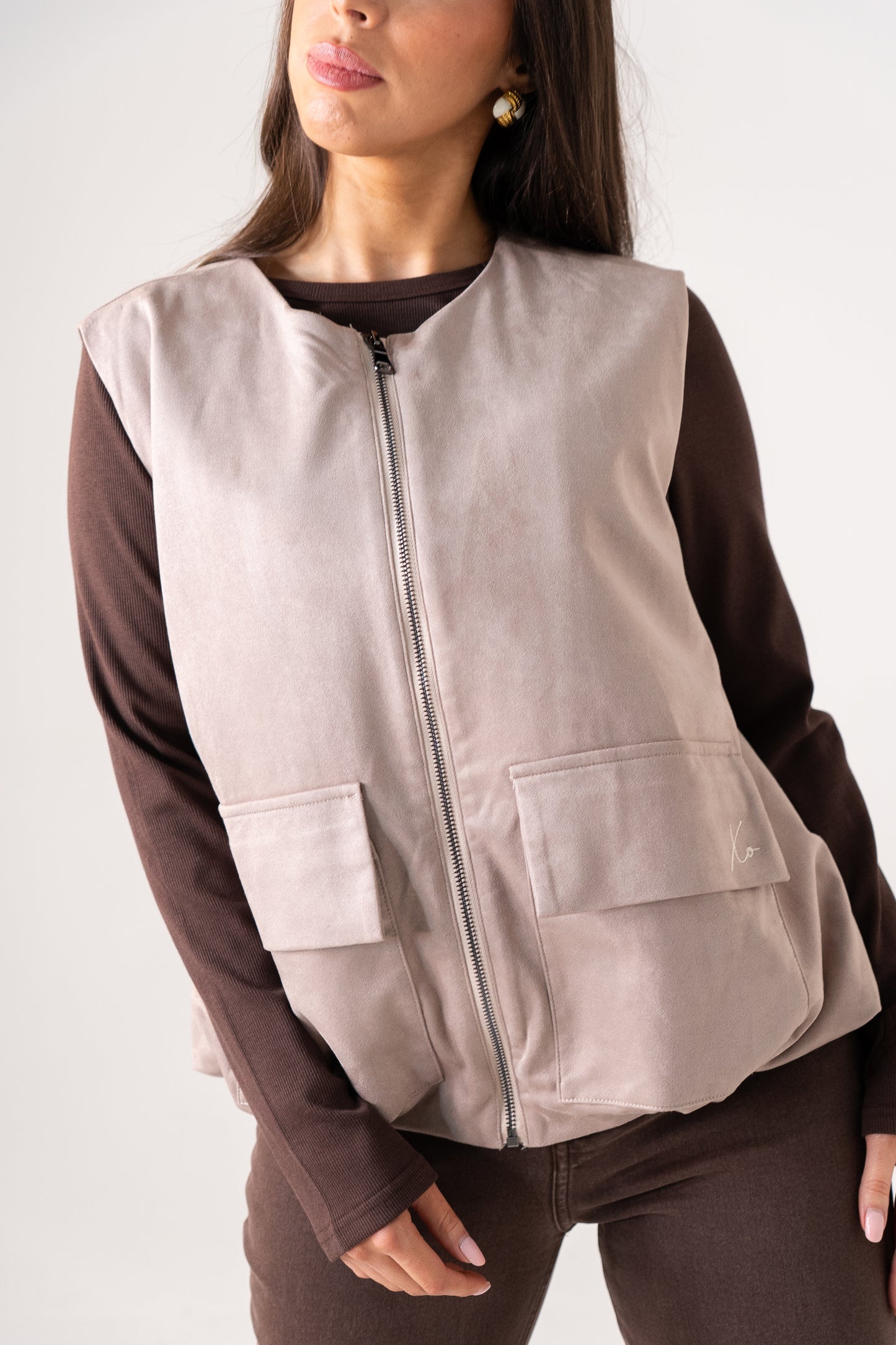 Love Laura Sleeveless Bomber Jacket In Soft Heather