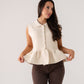 Love Laura Peplum Sleeveless Knit In Cream