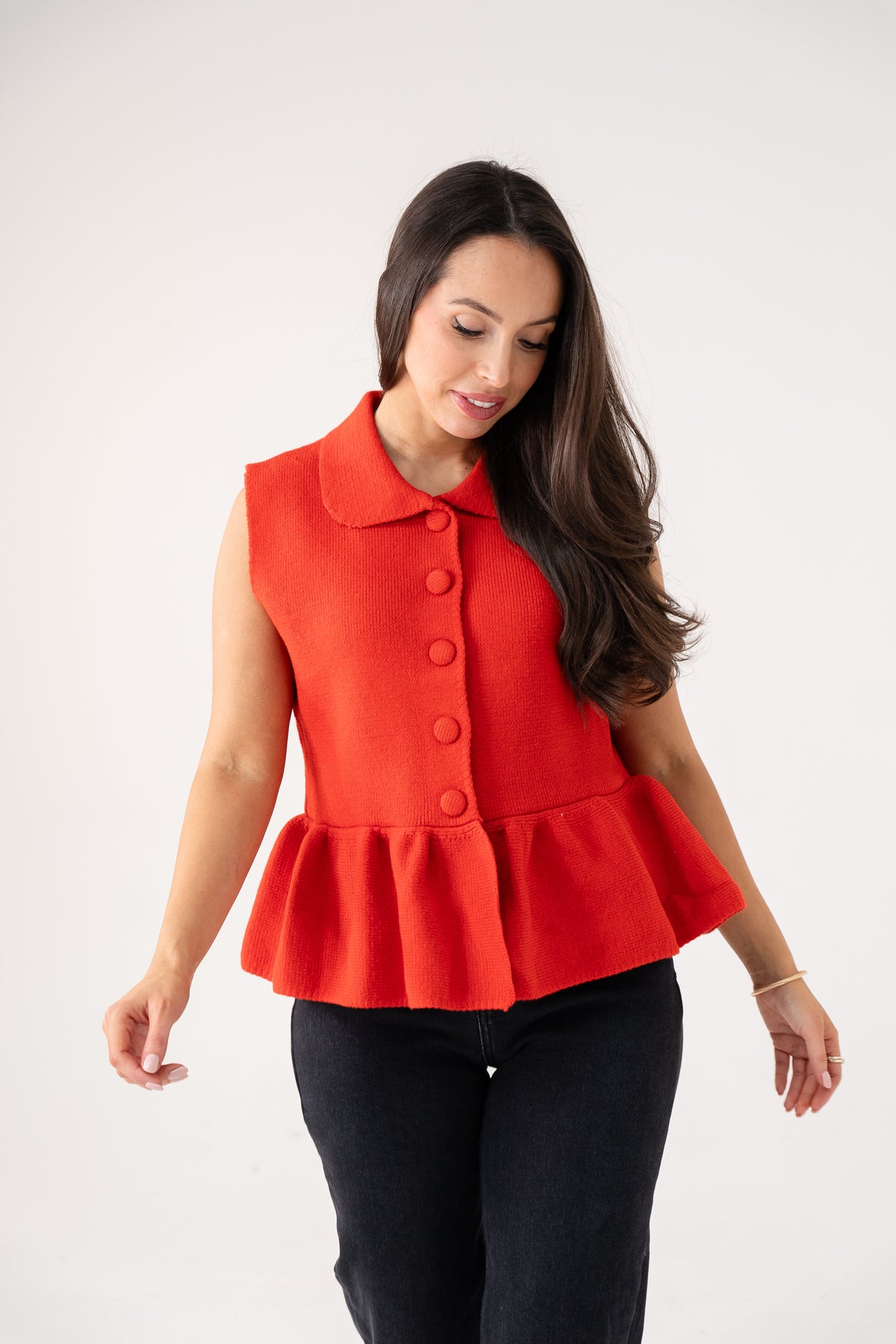 Love Laura Peplum Sleeveless Knit In Red