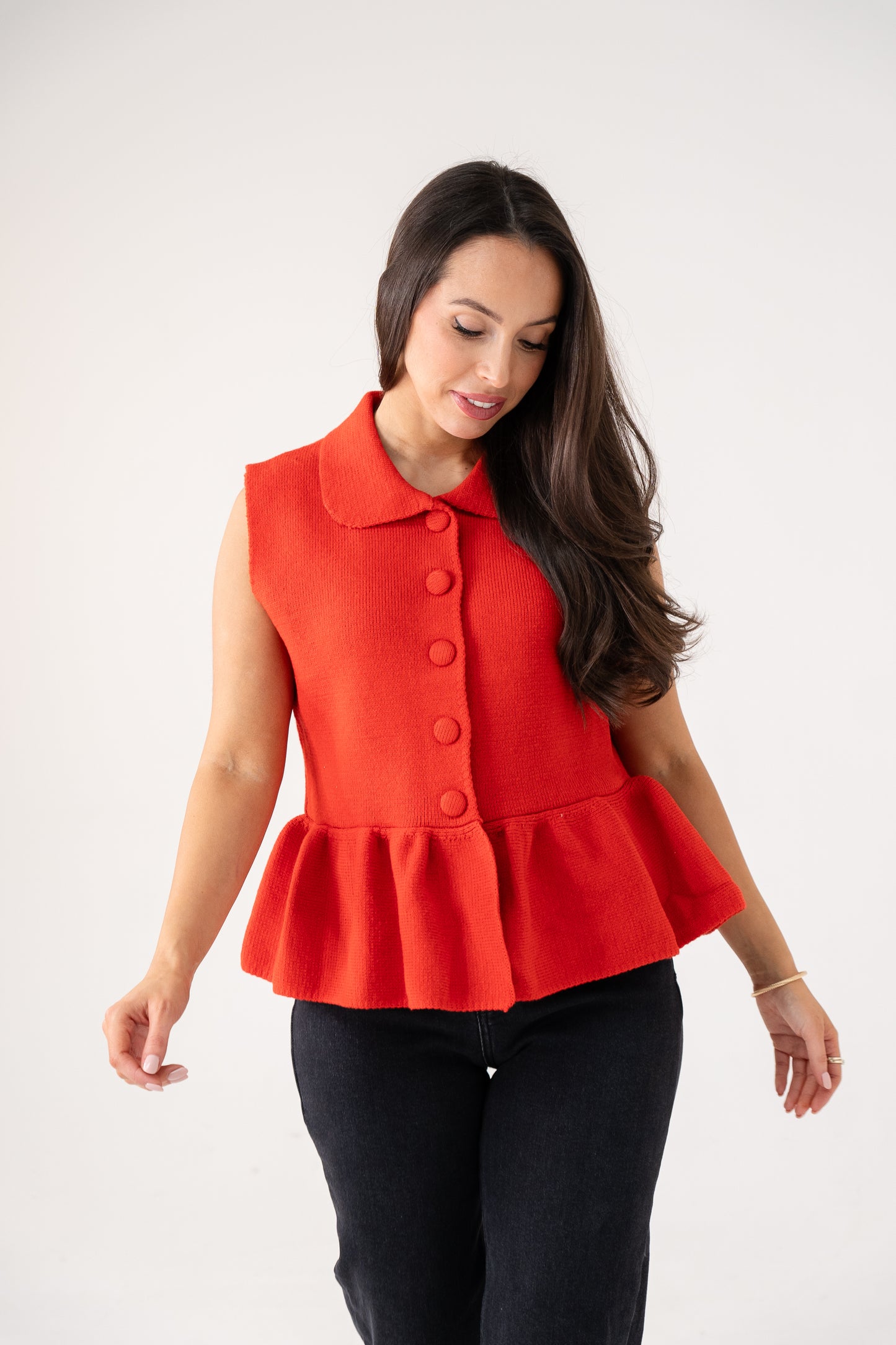 Love Laura Peplum Sleeveless Knit In Red