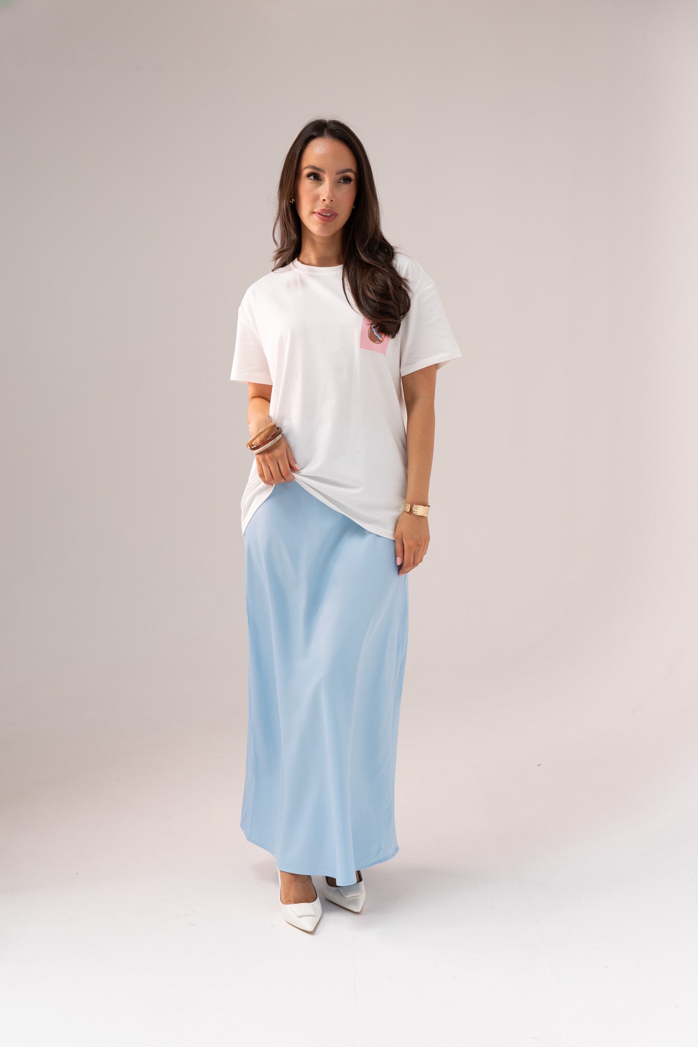 Love Laura Slip Skirt In Powder Blue