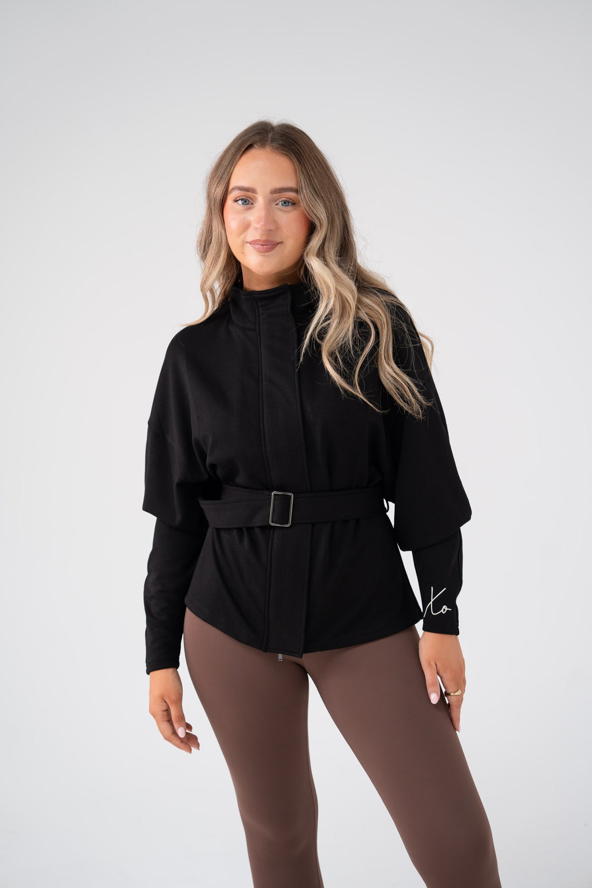 Love Laura Belted Leisure Jacket In Black