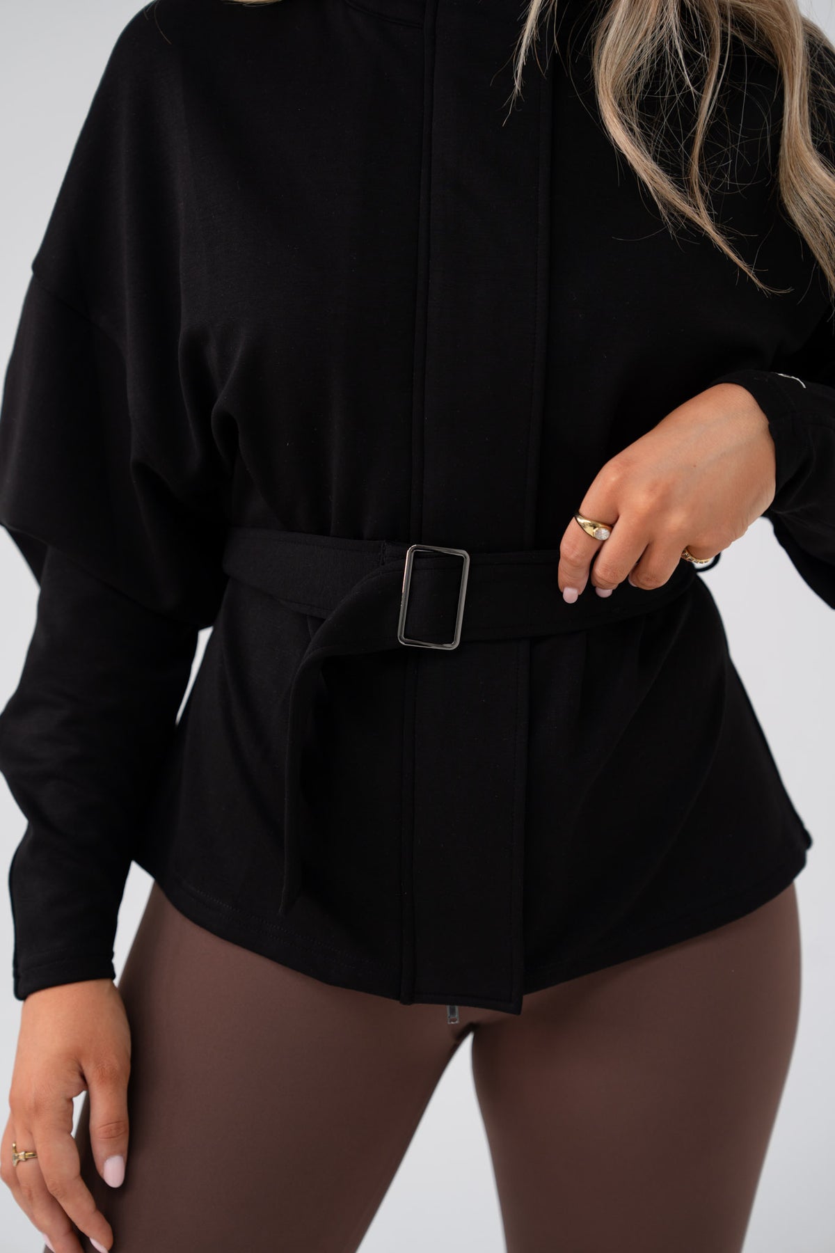 Love Laura Belted Leisure Jacket In Black