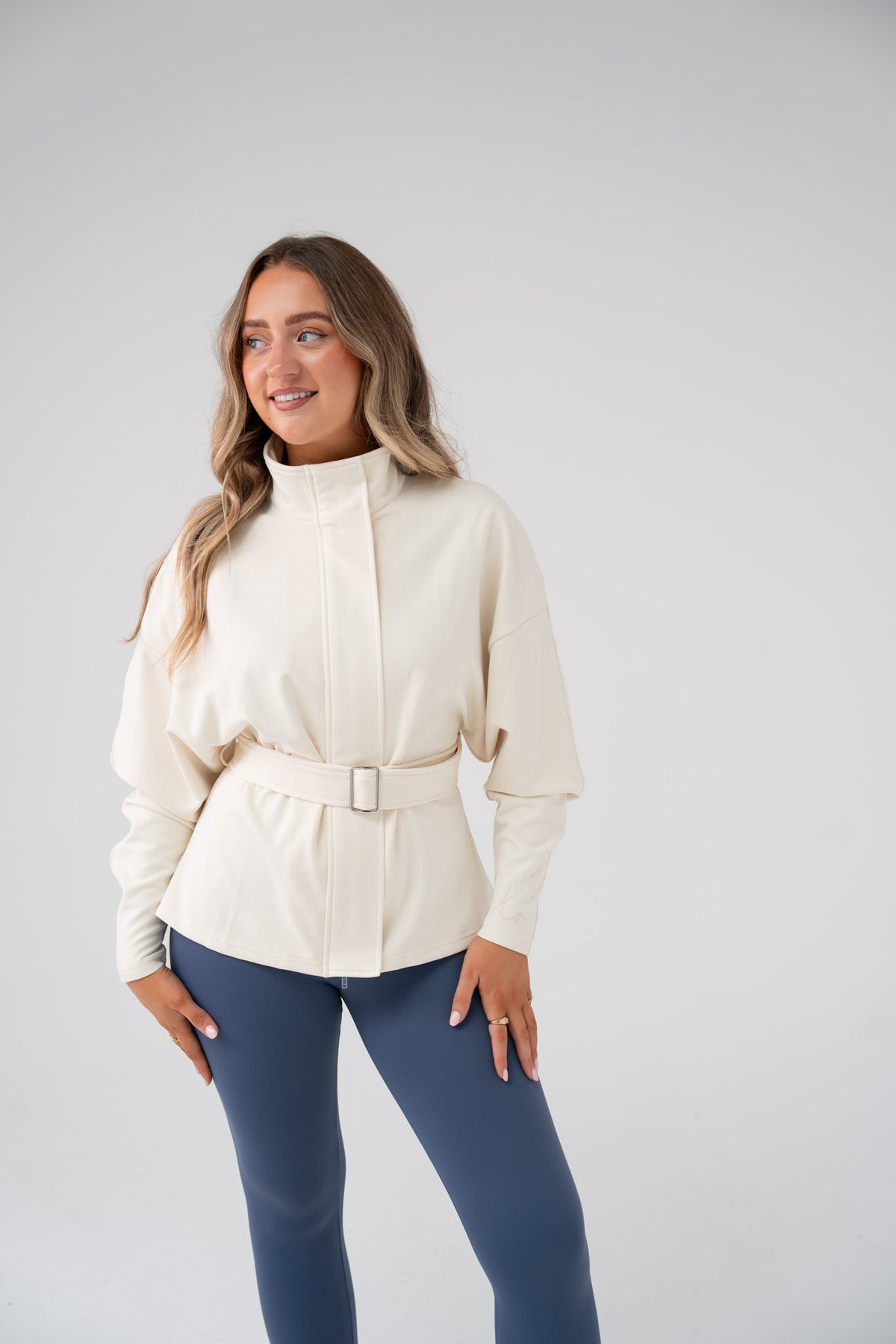 Love Laura Belted Leisure Jacket In Cream
