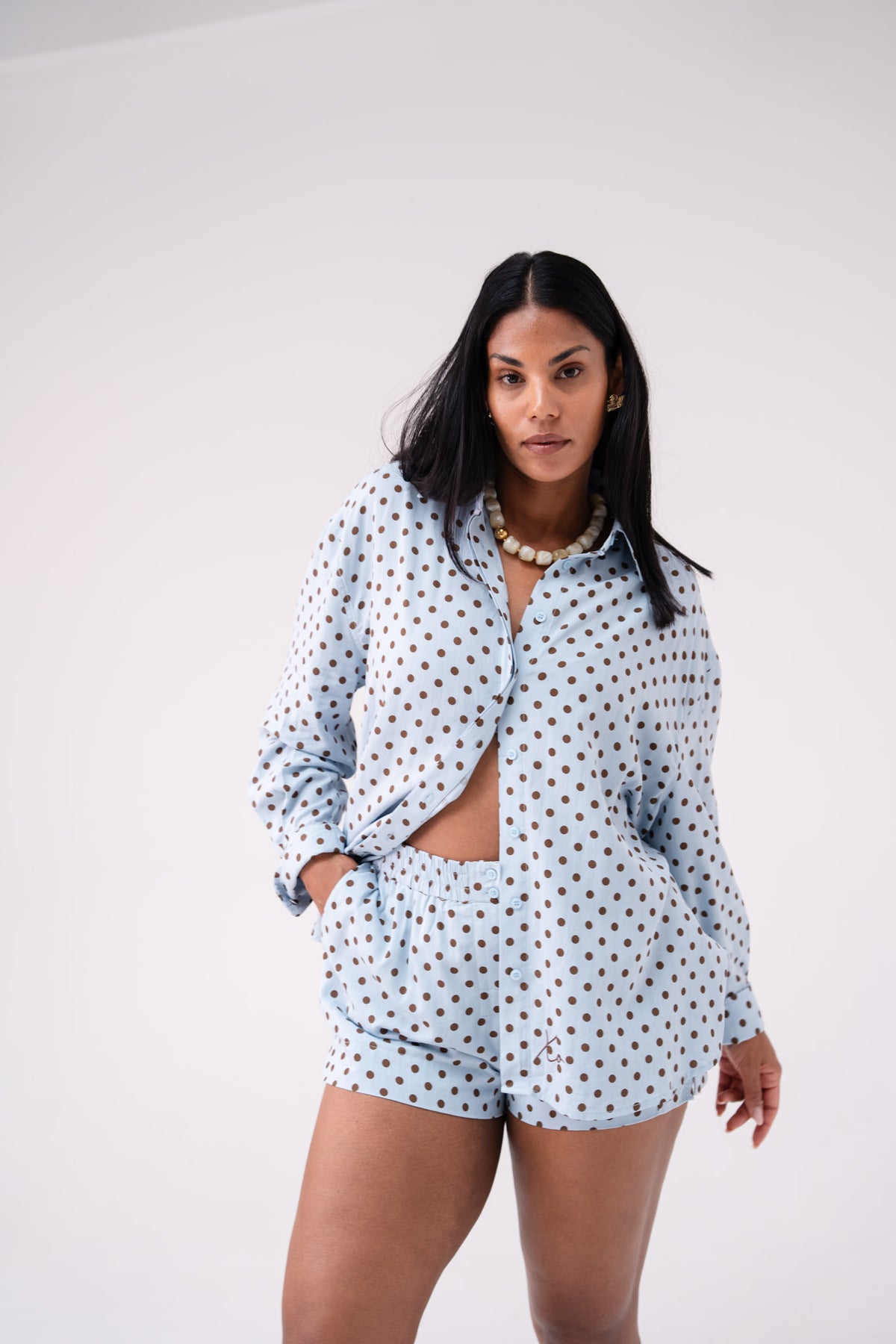 Love Laura Polka Dot Shorts In Blue