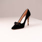 Love Laura Statement Bow Heel In Black Velvet