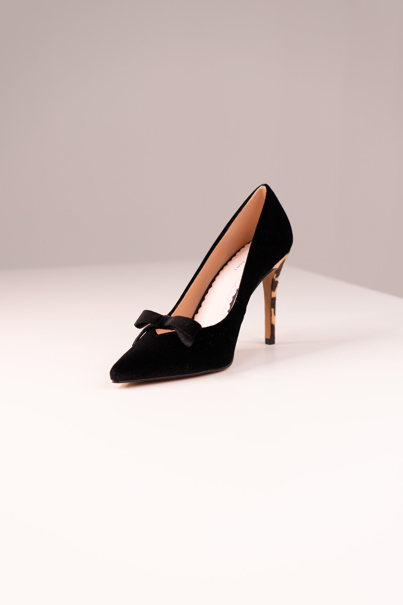 Love Laura Statement Bow Heel In Black Velvet