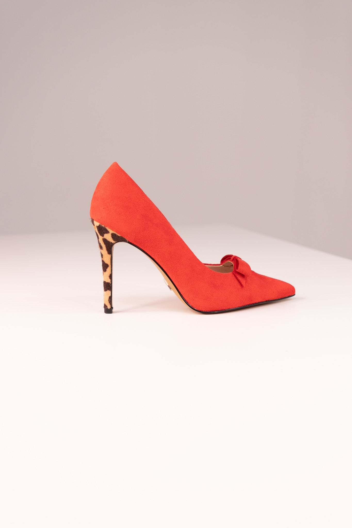 Love Laura Statement Bow Heel In Red Suede