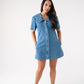 Love Laura Statement Collar Dress In Mid Wash