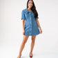 Love Laura Statement Collar Dress In Mid Wash