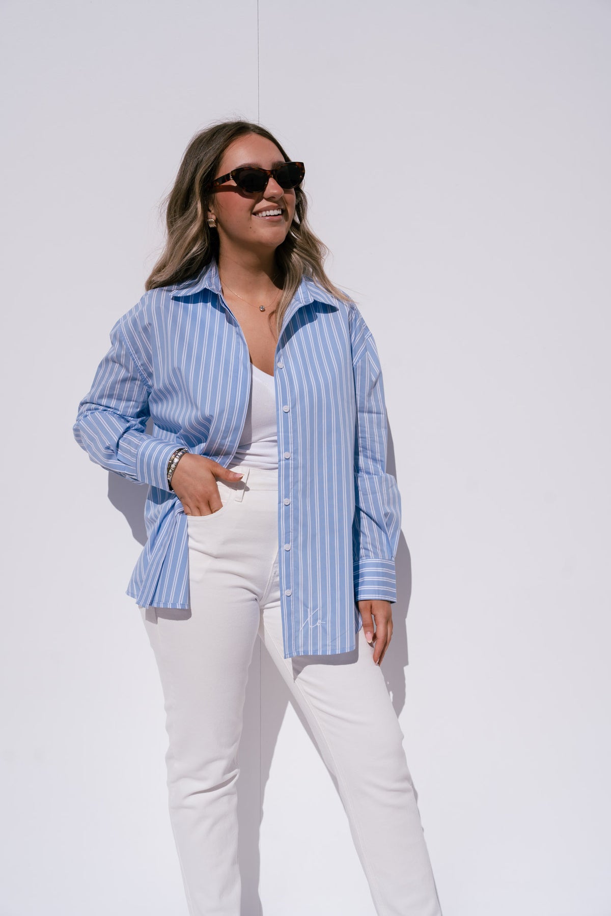 Love Laura Stripe Shirt In Blue