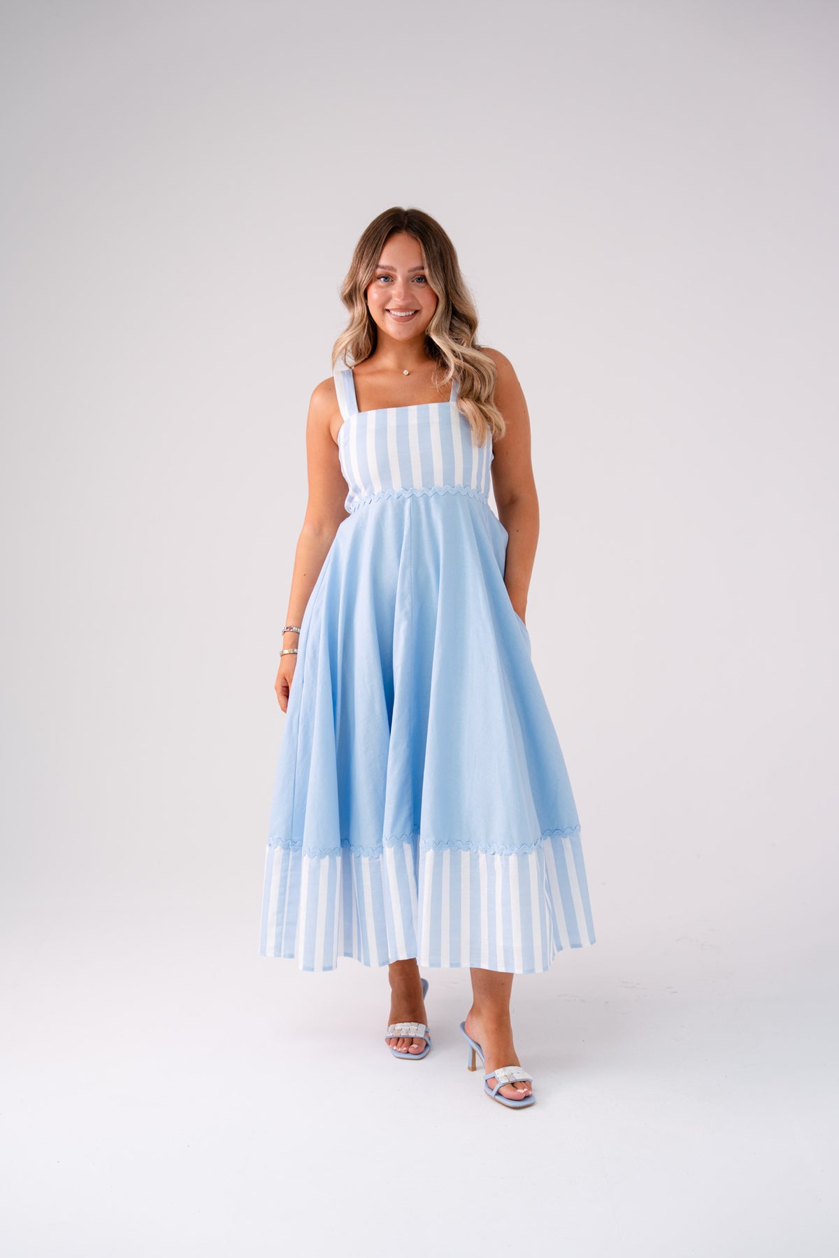 Love Laura Stripe Midi Dress In Blue