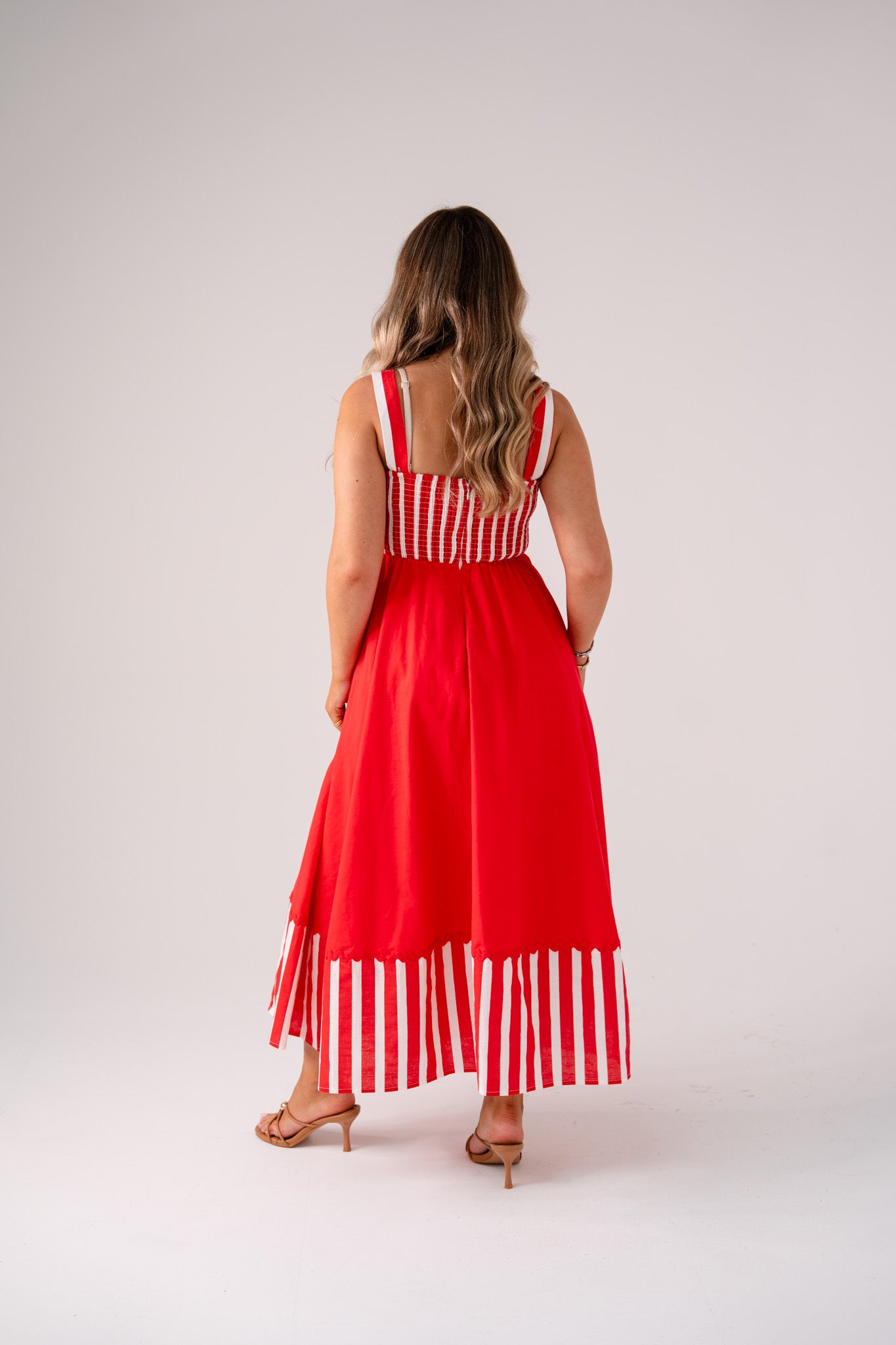 Love Laura Stripe Midi Dress In Red