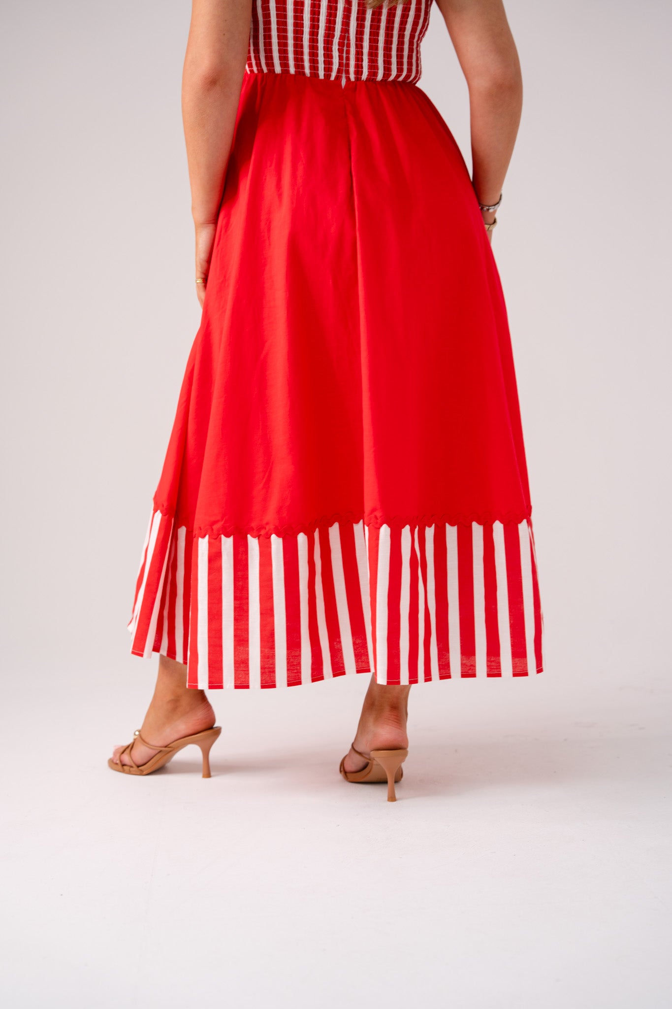 Love Laura Stripe Midi Dress In Red
