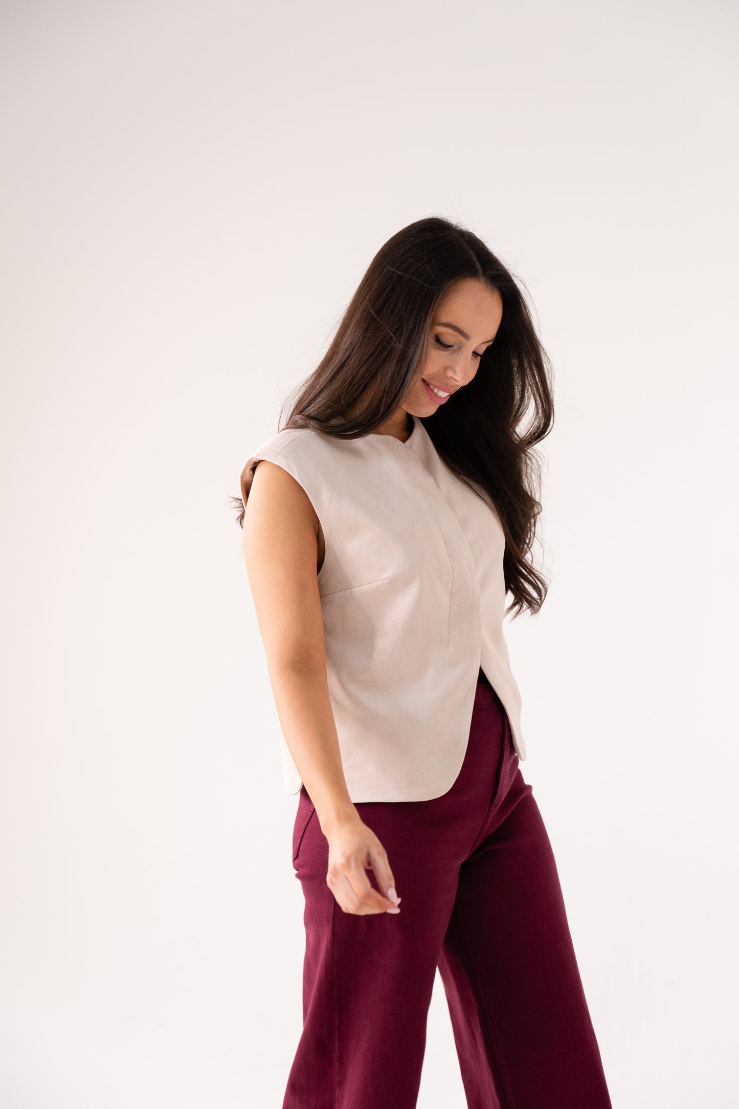 Love Laura Faux Suede Waistcoat In Neutral