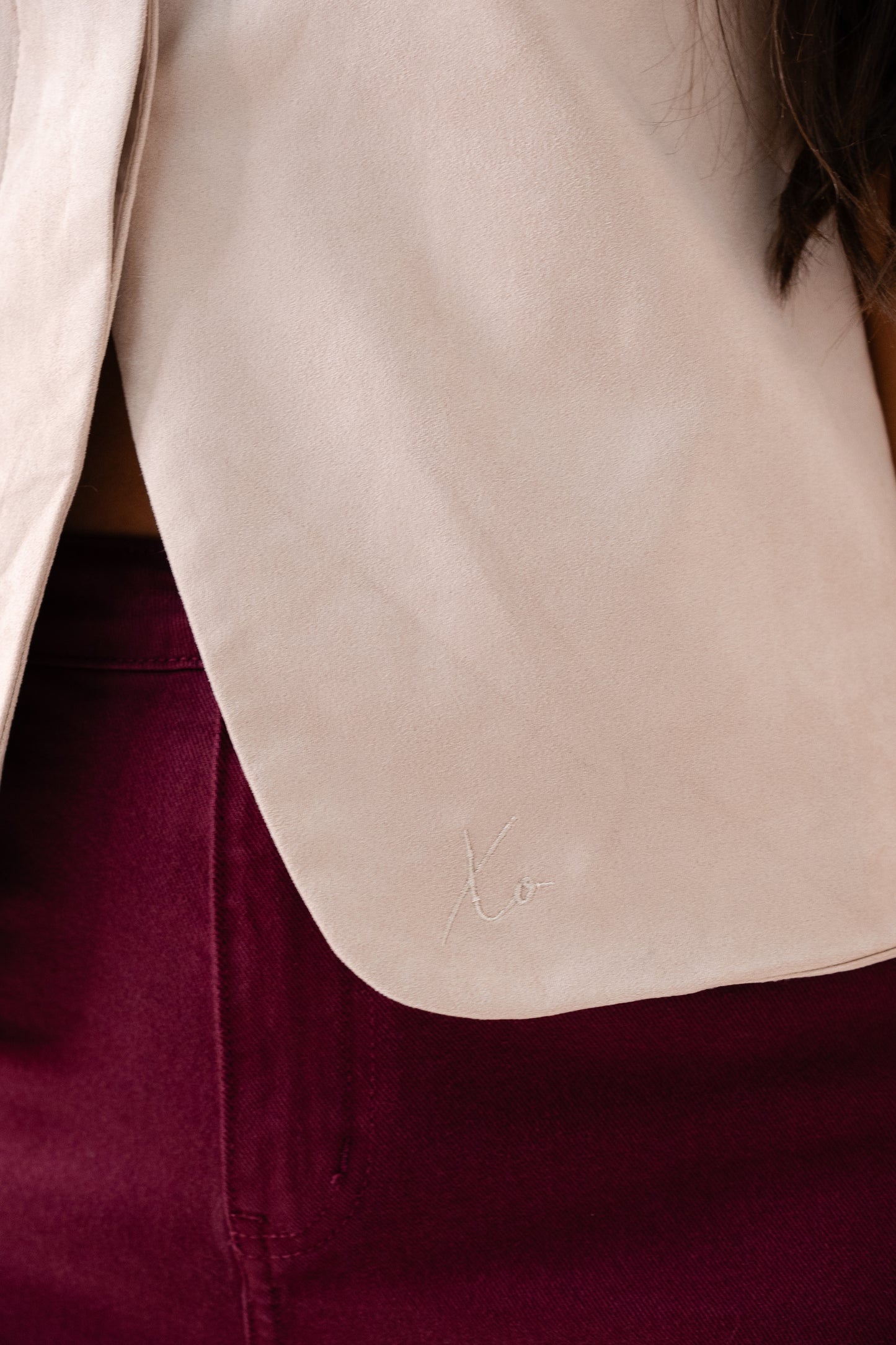 Love Laura Faux Suede Waistcoat In Neutral