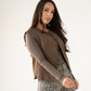 Love Laura Faux Suede Waistcoat In Chocolate