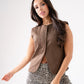 Love Laura Faux Suede Waistcoat In Chocolate