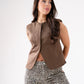 Love Laura Faux Suede Waistcoat In Chocolate
