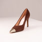 Love Laura Textured Heel In Chocolate
