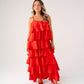 Love Laura Tiered Midi Dress In Red