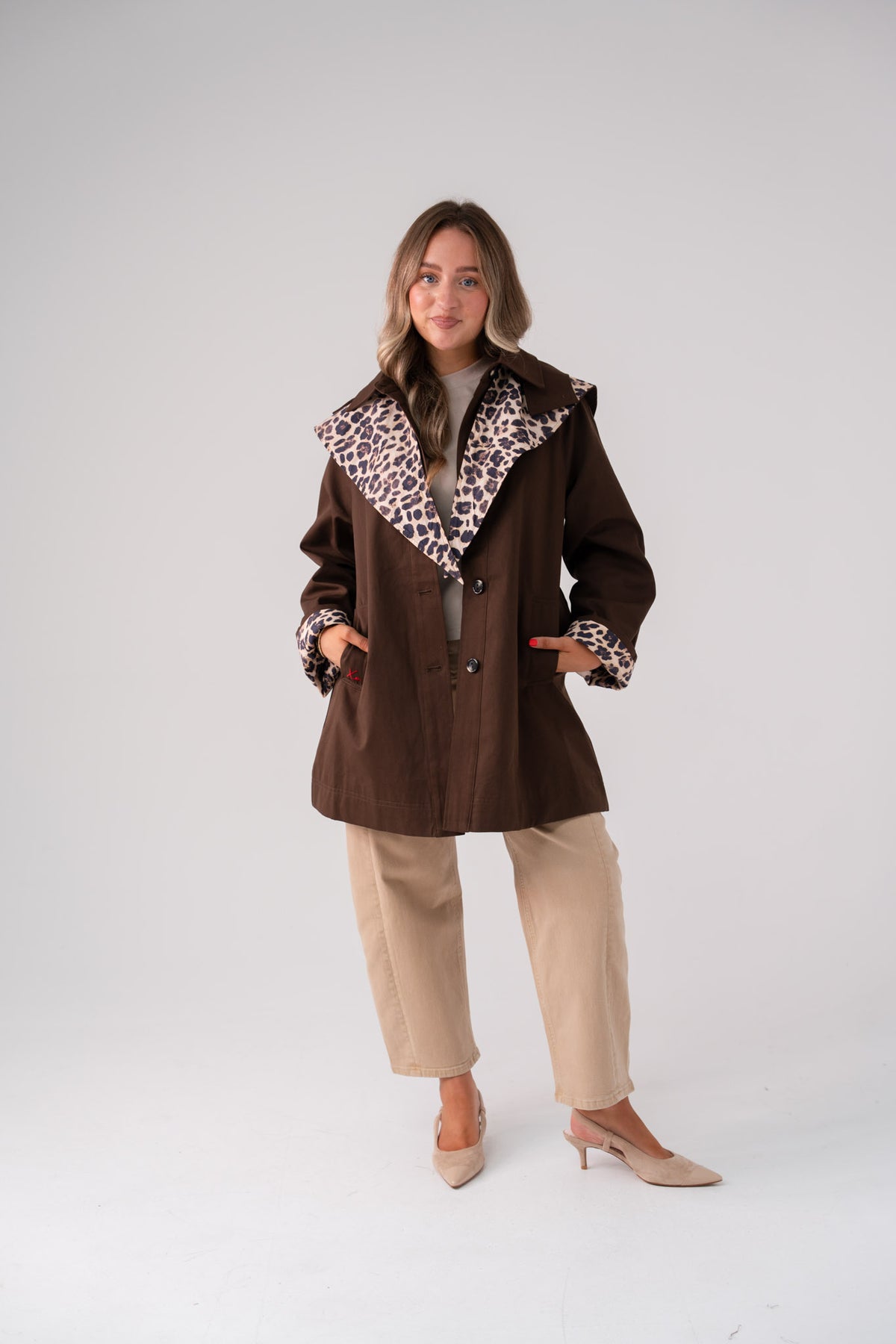 Love Laura Trench Coat With Scarf In Chocolate