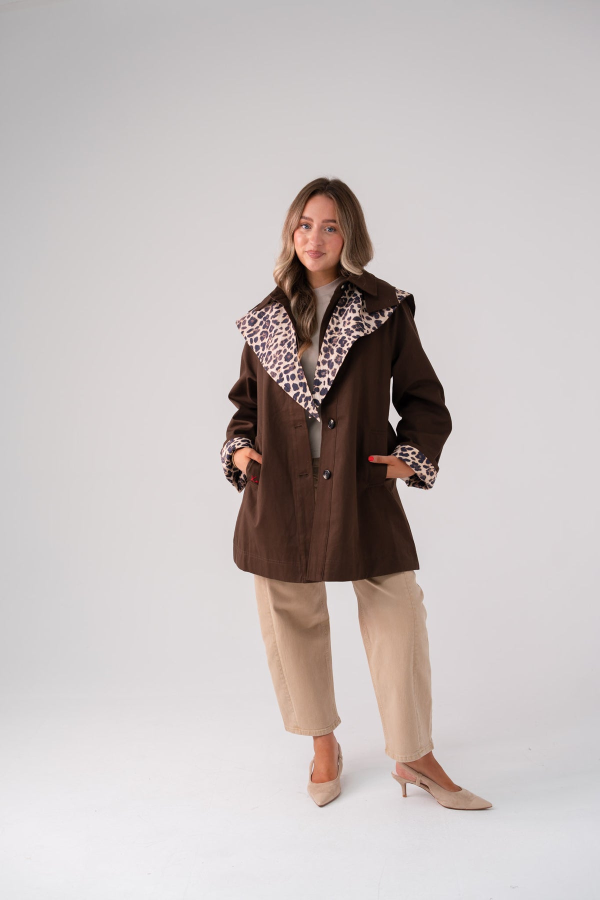 Love Laura Trench Coat With Scarf In Chocolate